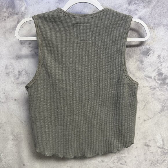 Dixxon Flannel Co Thermal Womens Top Large 15.5x18 Gray Waffle Knit - Picture 2 of 7